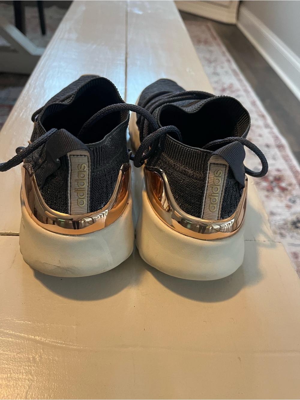 adidas navy Slip-On Sneakers with Gold Heel